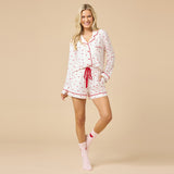 Aria - Slim Notch Collar Long Sleeve Short PJ Set