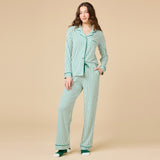 Aria -  Green Slim Notch Collar PJ Set