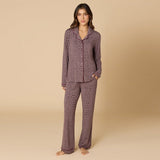 Aria - Slim Notch Collar PJ Set w/ Cherry Cola Trim