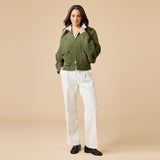 Cable Knit Olive Marshmallow Funnel Neck Double Zip Jack
