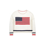 White American Flag Mesh Sweaters