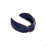 Navy Stripe Trim Knotted Headband,