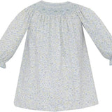 Caroline Tiny Blue Floral Knit Bishop