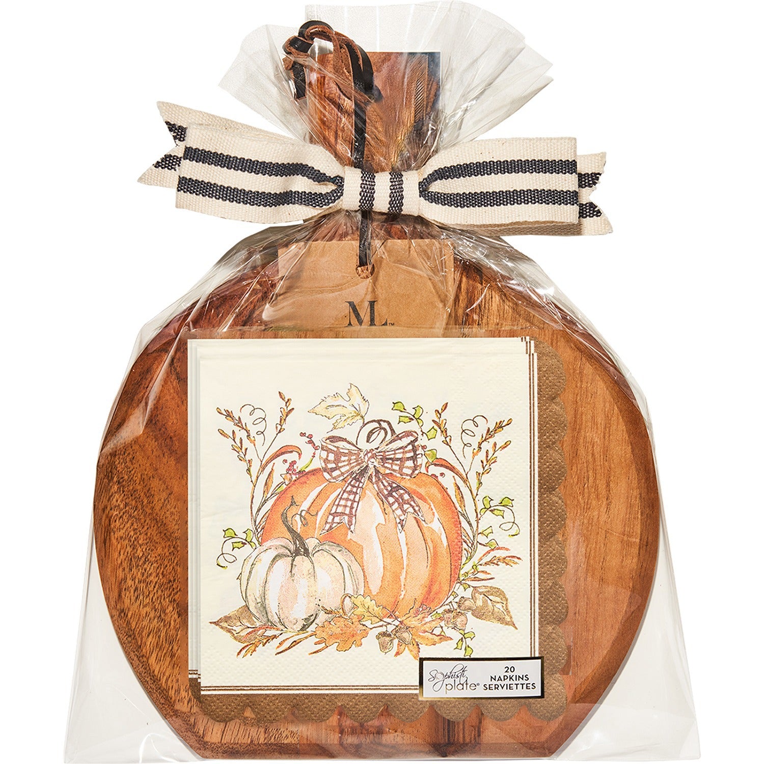 9.75x8 Acacia Bevel Board Medium w/ Turkey & Gourd