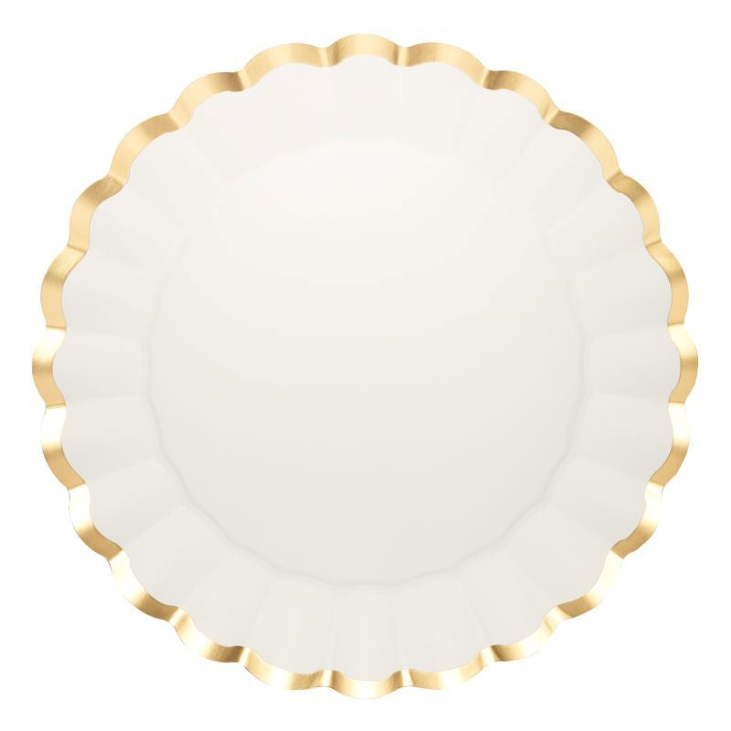 Scalloped Charger Plate Gold & White/8pkg 400gsm,