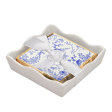 Timeless Ceramic Wave Napkin Tray with Cocktail Napkin