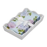 Hydrangea Ceramic Wave Napkin Tray with Guest Towel
