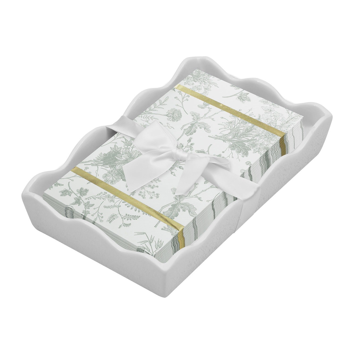 Ceramic Wave Napkin Tray with Guest Towel -  Timel