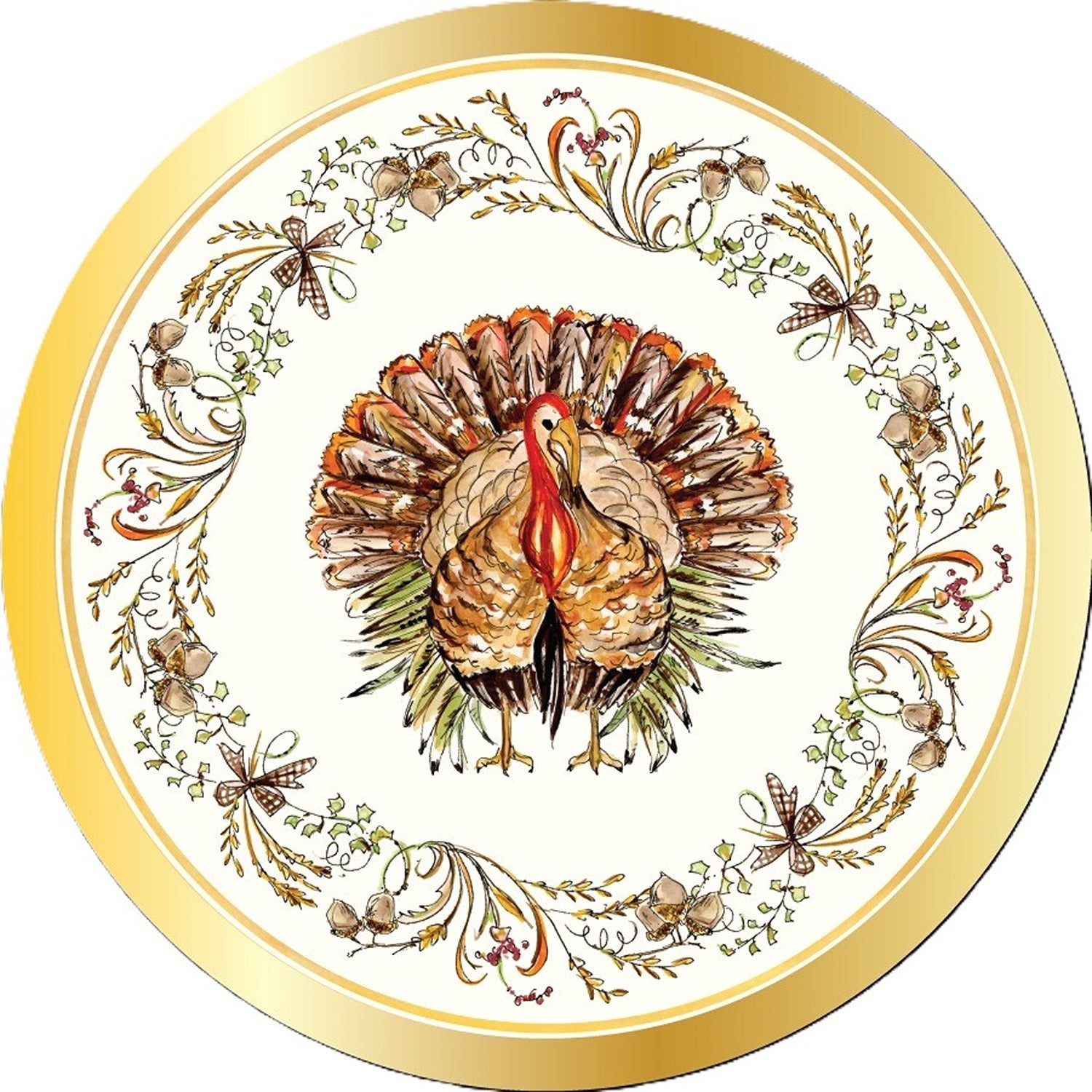Turkey & Gourds by Rosanne Beck Wavy Appetizer/Des