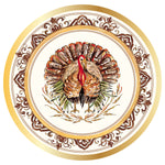 Turkey & Gourds by Rosanne Beck Wavy Dinner Plate