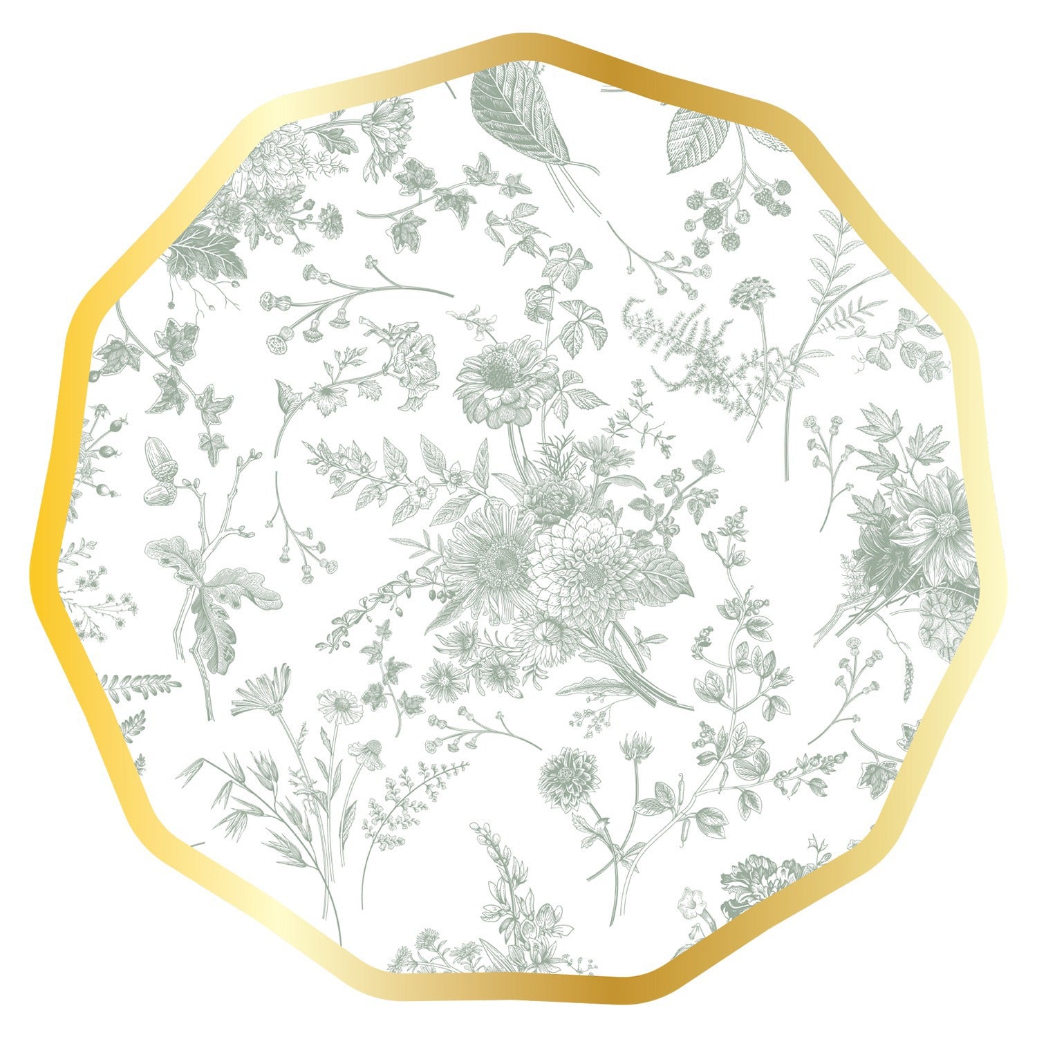 Wavy Salad Plate Timeless Sage 350gsm / 8pkg FOIL
