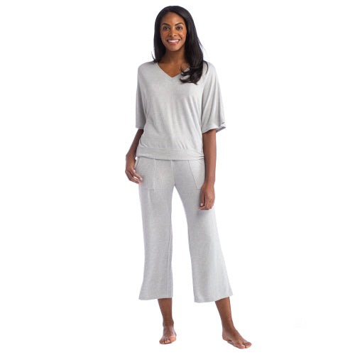 Grey Dream Relaxed V-Neck With Capri Lounge Set