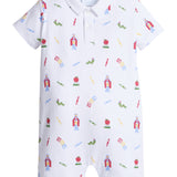 School Days Printed Polo Romper