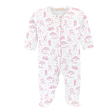 Barking Bliss Pink Printed Zipper Footie