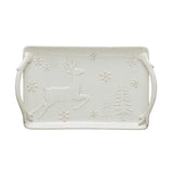 Debossed Stoneware Tray with Deer