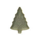 Stoneware Tree Shaped Plate, Green