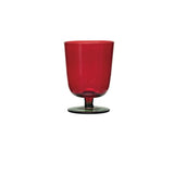 Green & Red Stemmed Fluted Drinking Glass