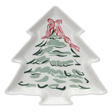 Christmas Tree with Bow Stoneware Plate