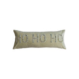 "Ho Ho Ho" Green Cotton Velvet Lumbar Pillow