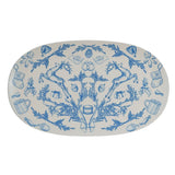 Blue Holiday Pattern Oval Stoneware Platter