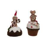 Wool Felt Mouse on Cake
