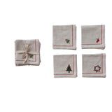Festive Embroidered Cotton Holiday Napkin