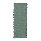Scalloped Checkered Cotton Table Runner