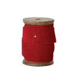 Red Velvet Ribbon on Wood Spool