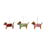 Wool Felt Dachshund in Sweater Ornament