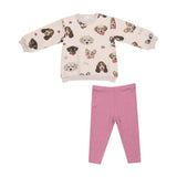 French Terry Pretty Puppy Faces - Puffy L/S Oversized Sweatshirt + Legging