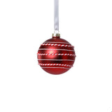 Matte Red Glass Ornament w/White and Red Rope