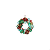 Holiday Gift Box Wreath Glass Ornament