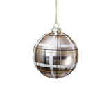 Champagne Tartan Glass Ball Ornament