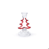 Red Christmas Tree Silhouette Glass Candleholder