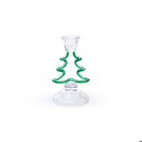 Green Christmas Tree Silhouette Glass Candleholder