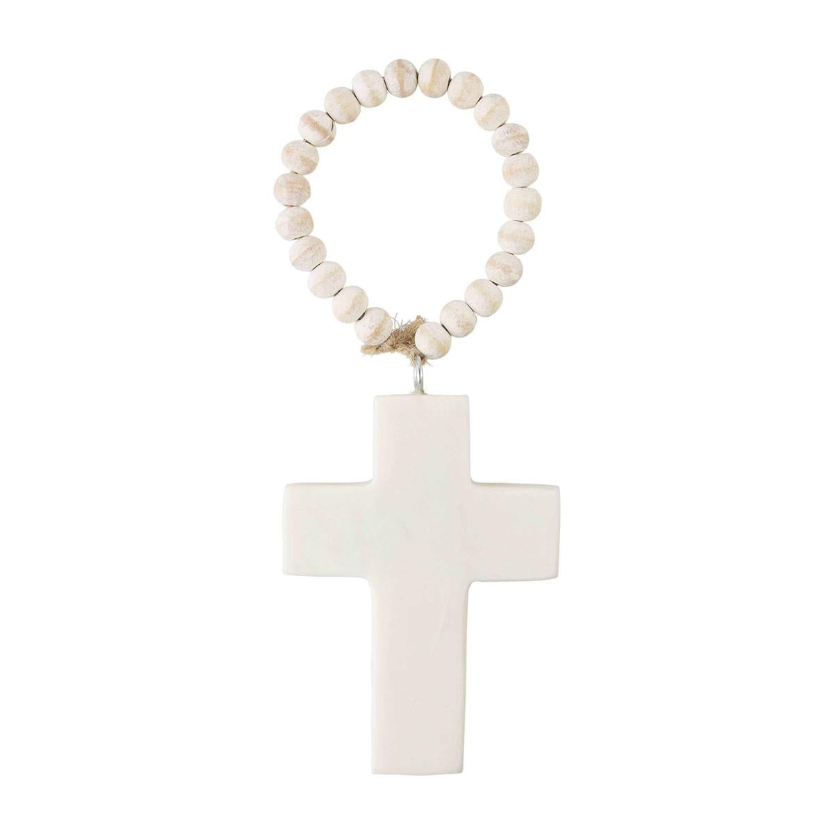 Cross White Marble Ornament