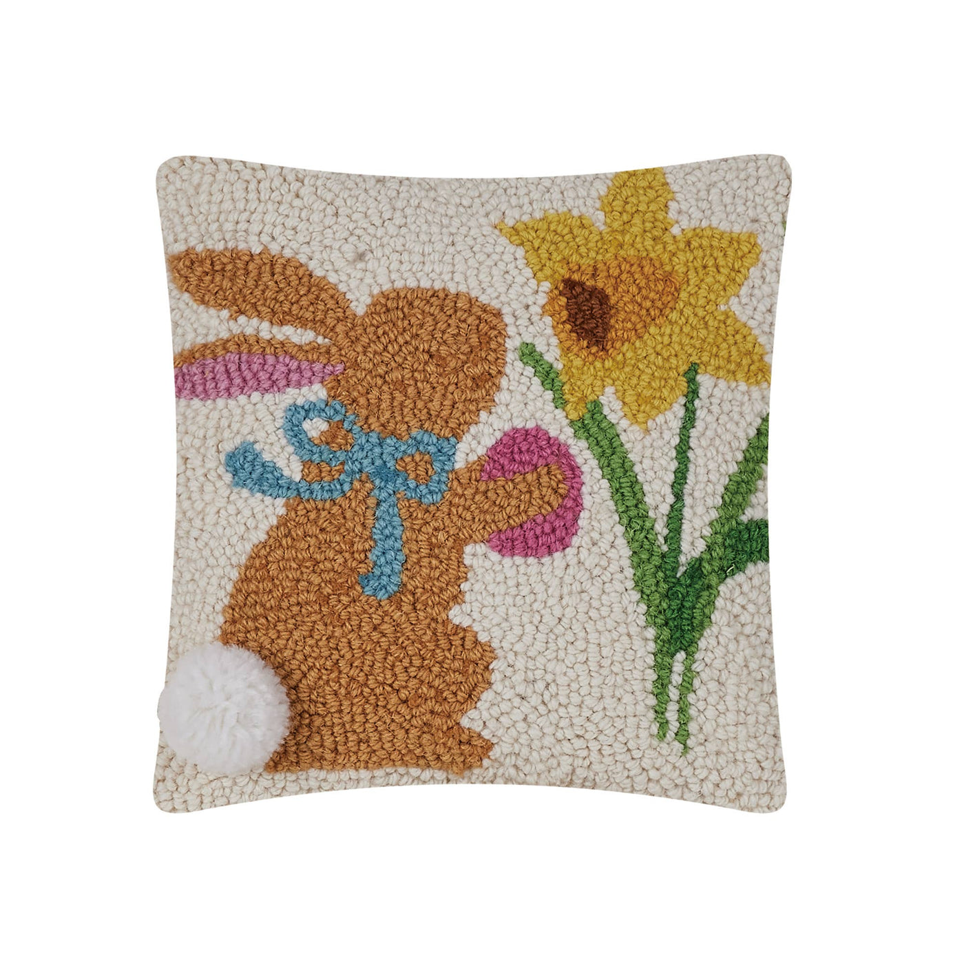 Rabbit w/Flower Pom Pom Tail Hook Pillow