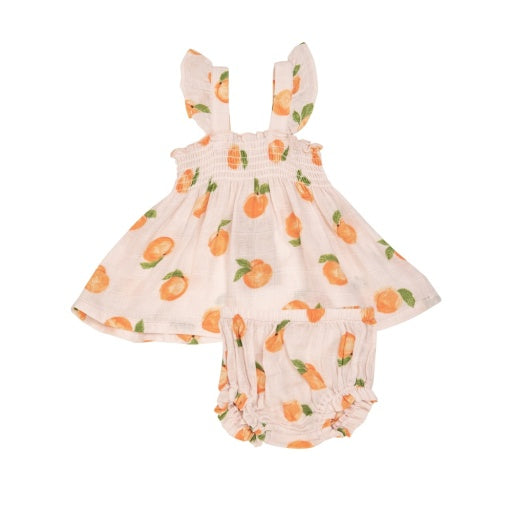 Peaches Ruffle Strap Smocked Top And Diaper Cover